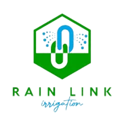 Rain Link Irrigation and Landscape Lighting Tucson Rain Link Irrigation logo with green hexagon and blue chain links