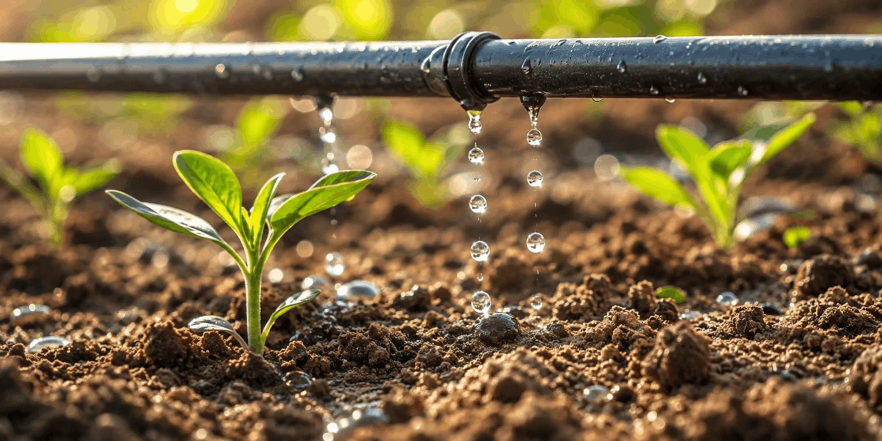 Drip irrigation watering desert plants at an Oro Valley home