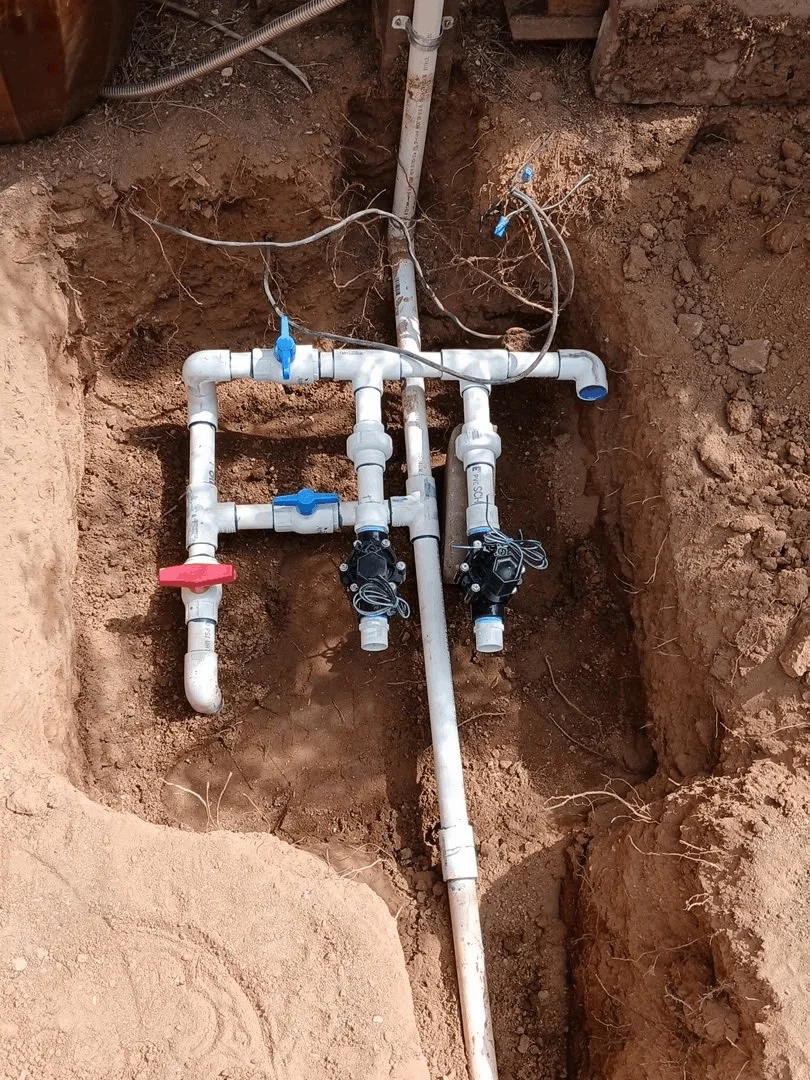 Two-valve irrigation system after PVC piping and valve upgrade in Tucson